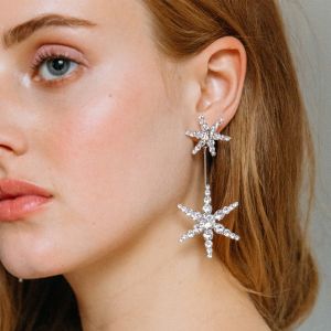 Stonefans Exaggerated Star Earrings Fashion Long Tassel Drop Earring for Festival Drag Queen Accessories Jewelry Gift