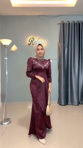 NEW RISMA DRESS // GAMIS TREND BURGUNDY TERBARU GAUN BRIDESMAID PESTA KONDANGAN VIRAL SLIM FIT DUYUNG BAJU WANITA KEKINIAN LEBARAN
