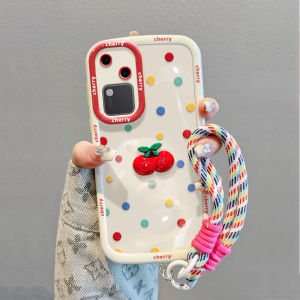 Fashionable Silicone Phone Case for Vivos18 S15 S17pro S16e Full Cover Curved Screen Protection Womens Style Anti-Fall Cherry Pattern