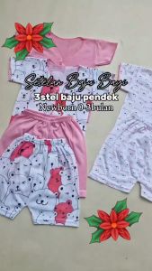 6pcs/ 3stel Baju bayi lengan pendek Setelan bayi lengan pendek 0 3 bulan baby newborn gift murah banyak warna-MAYNIESBABY