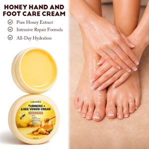 Turmeric & Bee Foot Hand Cream for Dry Cracked Skin Hydrating Balm – Ultra-Moisturizing Rough Heels | Anti-Fissure & Nourishing