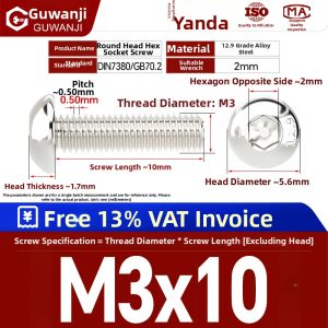 GUWANJI | High-Strength Hexagon Head Nickel-Plated Screws