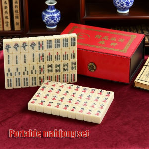 Chinese Mini Mahjong Travel Game Set with 2 Extra Small White Tiles and Dominoes