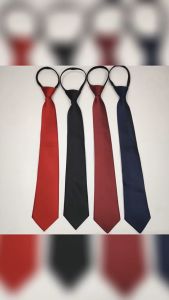 Male Female Students Red Blue Black Monochrome Solid Color Tie Professional Work Formal Wear Zipper Easy Pull Lazy INS