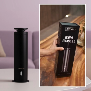 Zennya Eclipse 2.0 Luxury Aromatherapy Diffuser | Rechargeable Silver Aluminum Design with 10000 mAh Battery | Remote-Controlled | For Large Spaces Up to 300 sqm | FREE Fragrance Oil Included