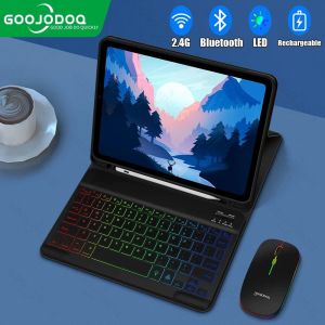 GOOJODOQ [ In Stock&COD] iPad Keyboard Case Gen7/8/9 10.2 Air 4/5 10.9 2021 2022 Pen Storage iPad keyboard case RGB LED Light