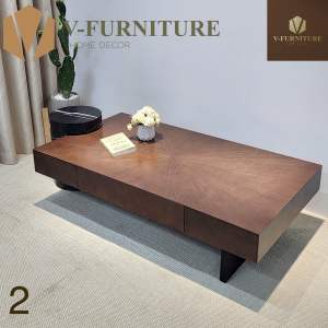 Bàn trà đơn Sofa phòng khách VERNI cốt gỗ MDF phủ verneer sang trọng hiện đại BT-72