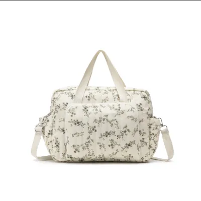 Korea Style Newborn Baby Care Diaper Bag Mummy Shoulder Bag Embroidery Quilted Stroller Diaper Storage Organizer Large Handbags
