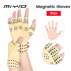 MIYIO 1 Pair Magnetic Therapy Fingerless Gloves Anti Arthritis Pain Relief Compression Therapy Gloves