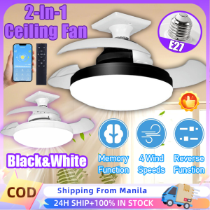 Smart Ceiling Fan with Light And Remote Modern App Control Fan Ceiling Fan Light Inverter Invisible Blade Electric Fan E27 Universal Base Socket Fan Timer Ceiling Fans for Living room Bedroom Dining 3000-6500K 85-265V 50-60Hz