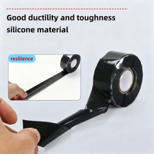 Black Self-Adhesive Silicone Hose Repair Tape Heavy-Duty Leak Proof Rubber Hose Tape - Waterproof Heat-Resistant Insulated