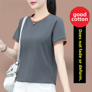 TUCANO Wooden Duck Womens round Neck Short Sleeve T-Shirt Loose Fit Summer Fashionable Top for Mid-Aged Ladies Age-Defying