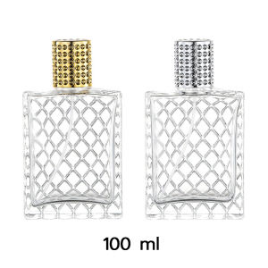 แบบขวดเปล่า ขวดน้ำหอมสเปรย์ Square Flat 100 ml ฝาหมุด (ขวดน้ำหอมสเปรย์) เงิน/ทอง
