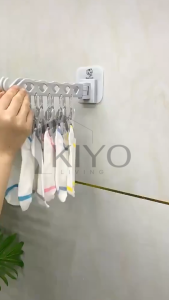 KIYO Gantungan Jemuran Tempel Untuk Baju Pakaian Kaos Kaki 10 Klip Jepitan Hanger Tempel Dinding