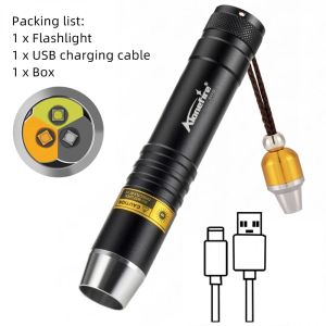 Alonefire | USB Rechargeable 3-in-1 White/Yellow/UV 365nm LED Flashlight Gem Jewelry Jade Stone Pet Stain Tinea Mineral Money Scorpion Light
