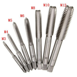 7pcs Tap Bearing Steel Taper Spiral M3-M12 Straight Fluted Screw Thread Metric Plug Drill Bits Set Hand Tools Taping Drill