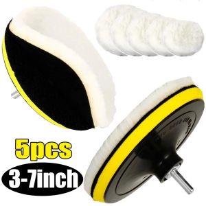 5PCS Polisher Buffer Wool Buffing Clean Pad 3/4/5/6/7 Inch Magic Patch Car Detailing Polishing