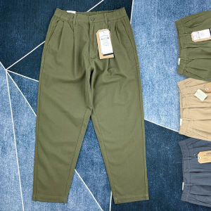 Pure Cotton Cone Leisure Pants Mens Spring Autumn Thin Elastic Waist Loose Straight Workwear Pants American Retro Japanese Style Khaki
