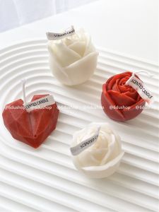 Nến Thơm Hình Trái Tim Hoa Hồng Đỏ Trắng Trang Trí Bàn Tráng Miệng Đám Cưới Quà Lưu Niệm Không Khói Hương Liệu Đá Cẩm Thạch