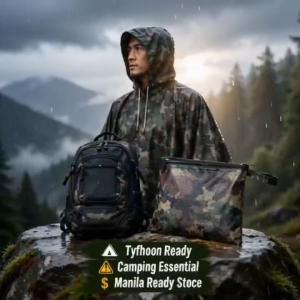 BINLU Waterproof Rain Poncho 3 in 1 Multifunction Raincoat Tarp Shelter Camping Hiking Outdoor Survival Gear Extra Large 145x210cm with Waterproof Storage Bag Camouflage