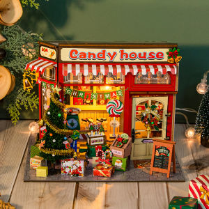 ทําด้วยมือ DIY ไม้ Miniature บ้านตุ๊กตาชุด 3D ปริศนาอาคารประกอบของเล่นบ้านตุ๊กตาสําหรับคริสต์มาสของขวัญ