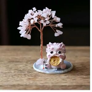 Feng Shui decoration # Wealth tree Zhaocai Pixiu decoration natural crystal agate home office desktop porch decoration cute little gift新年装饰风水摆件#发财树招财貔貅摆件天然水晶玛瑙居家办公桌面玄关摆饰可爱小礼物