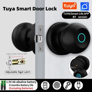 Fingerprint Door Lock For Bedroom Smart Lock Biometric Door Knob Lock with Tuya App Control for Bedrooms Cloakroom Apartments Offices