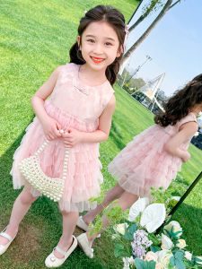 Princess Style Sleeveless Dress for Girls Baby Girls Fashionable Skirt Midi Dress Soft Material Breathable Machine Washable