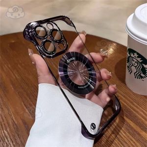 2024ใสแบบเคลือบหรูหราใหม่เคสบางเฉียบ0.3มม. สำหรับ IPhone 16 15 14 13 12 11 Pro Max Plus โปร่งใสเคลือบด้วยไฟฟ้าพร้อมฟิล์มเลนส์ปกป้องเคสชิ้นโทรศัพท์แบบเข็งกันกระแทกของกล้อง