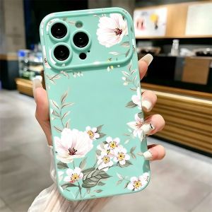 Vintage White Floral Leaf Print Phone Case For iPhone 17 16 15 14 13 12 11 Pro Max Plus Soft Shockproof TPU Cover