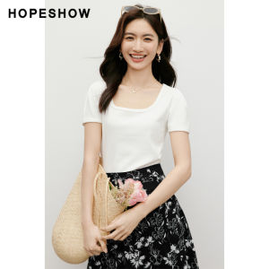 HOPESHOW | Design Pressed Slimming U-neck T-Shirt