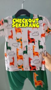 Setelan Baju Bayi Anak Laki-Laki Motif Karakter JERAPAH Usia Bayi 3bln s/d 24 Bulan Max BB 12 kg