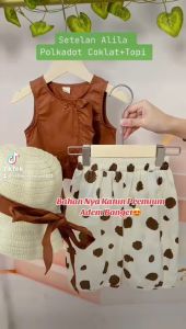 [KIDSWONDERLAND] Setelan Topi Anak Perempuan Alila Polkadot