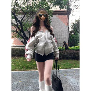 XIANGBAIWEI | American Retro Off-Shoulder No-Hood Sweater