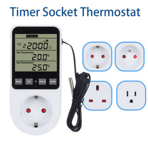 AC110~230V Temperature Controller Socket LCD Display Timer Switch Multifunction Thermostat Outlet EU US UK FR Plug Thermometer