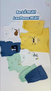 Bộ ba lỗ nhà Luxry chất liệu Lux Doux cao cấp thông thoáng cho bé trai bé gái từ 9 tháng đến 6 tuổi