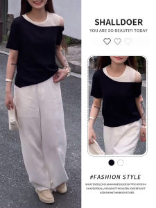Shalldoer | Stylish Contrast Color Sleeveless Illusion T-shirt Women