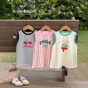 Girls Dress Striped sleeveless Casual T-shirt Dress Vest Skirt Girls Wear With Summer 0166