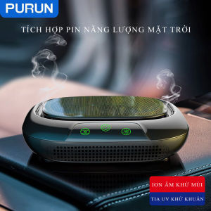 Máy lọc không khí khử mùi ô tô chống say xe màng lọc HEPA công nghệ ion âm loại bỏ mùi hôi khói bụi pin năng lượng mặt trời BẢO HÀNH 2 NĂM