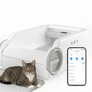 Pokpaw Automatic Cat Litter Box Large Capacity Open Top Self Cleaning Smart Cat Toilet with APP Control for Multiple Cats