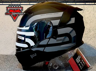SEC MODULAR REVOLT MOTORCYCLE HELMET MATTE BLACK / RED Matte Black / Red Modular Revolt Helmet SEC HELMET REVOLT MATTE BLACK / RED