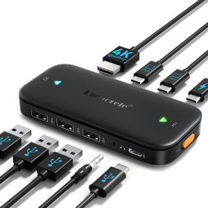 Lemorele | Lemorele H200 USB C Switch 2 in 1 Out 4K 60Hz USB-C Switcher for PS5 Xbox PC Laptop Monitor Projector Keyboard Mouse Docking