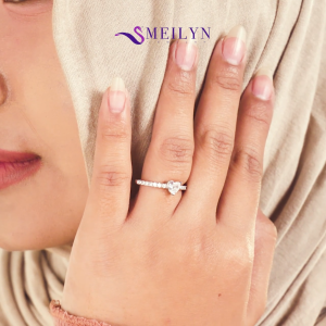 MEILYN Cincin Wanita Permata Baris Perhiasan 18K 0222220471