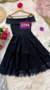 MyDu Shop | Đầm Trễ Vai Màu Đen MS 2294 – Dáng Xòe Tôn Dáng Mặc Sang