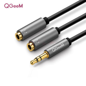 Cáp Âm Thanh QGeeM 35mm Bộ Chia Tín Hiệu Aux Từ Nam Sang 2 Cái Cho iPhone Samsung PC - Giắc Cắm Mở Rộng Tai Nghe 35mm Thành 2 Giắc