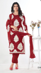 Blue Hills Madam Radiance: Soft Rayon Kurti Set with Elegant White Embroidery – Includes Top Pant & Dupatta in 4 Bright Colors