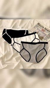 SKI Womens underwear summer cotton ins simple sports mid-rise Japanese black white gray womens briefs