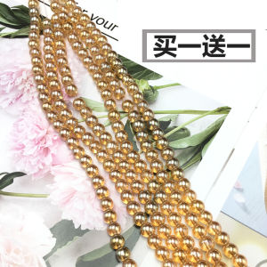 ลูกปัดแก้วสีแชมเปญ ลูกปัดคริสตัลเทียม ลูกปัดทำมือ DIY สร้อยคอ สร้อยข้อมือ วัสดุลูกปัด ลูกปัดแก้ว ลูกปัดคริสตัลเทียม