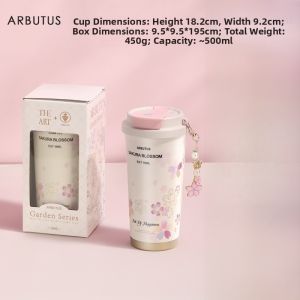 Sakura Series Ceramic Inner Lid Thermal Cup Womens Luxury Coffee Cup Strawberries Tree Brand Double Drink Universal Style