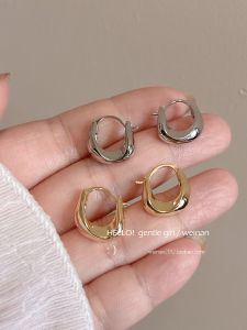 Round Geometric Concave Shape Earrings Fancy Niche Style Ear Clip Minimalist Commuting Fashion Elegant Girlish Style Small Ear Ring
